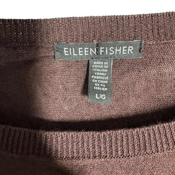 Eileen Fisher System size Large Organic Linen blend sweater top dark brown - Picture 4 of 6